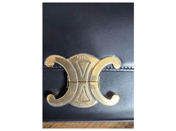 Céline Borsa a Spalla in Pelle Celine Triomphe Nero - vista 5