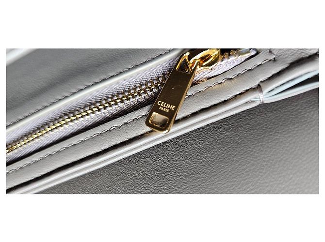 Céline Borsa a Spalla in Pelle Celine Triomphe Grigia Grigio - vista 11