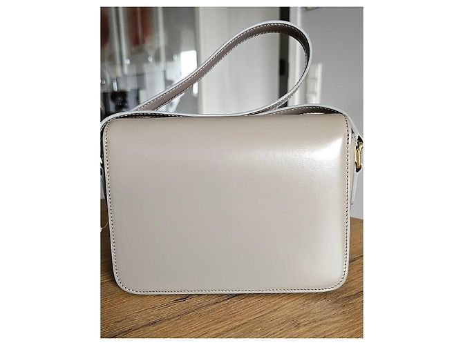 Céline Borsa a Spalla in Pelle Celine Triomphe Grigia Grigio - vista 3