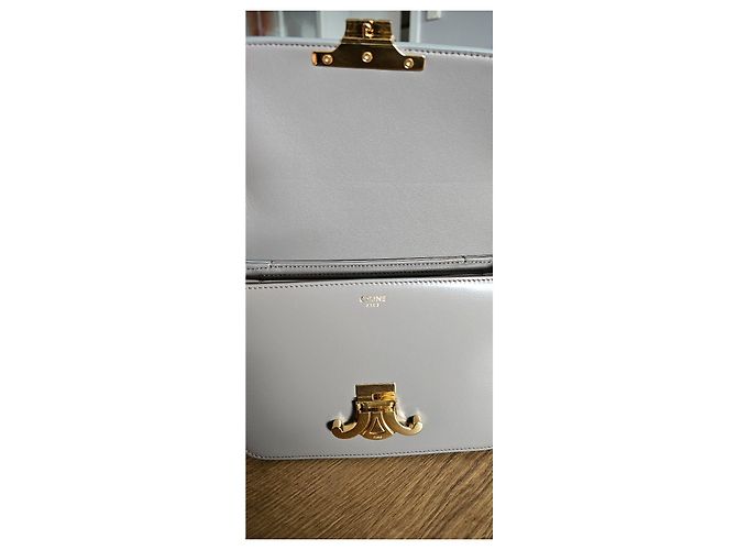 Céline Borsa a Spalla in Pelle Celine Triomphe Grigia Grigio - vista 4
