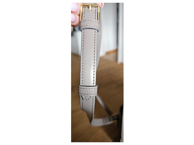 Céline Borsa a Spalla in Pelle Celine Triomphe Grigia Grigio - vista 6