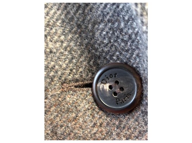 Christian Dior Checked Wool Blazer Brown Beige Grey - view 5