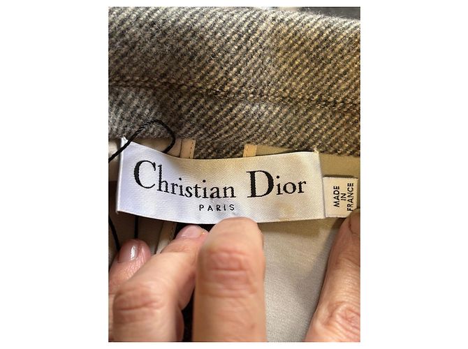 Christian Dior Checked Wool Blazer Brown Beige Grey - view 6