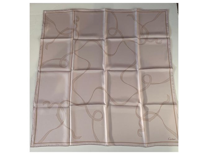 Cartier Seidenschal Beige mit Rippenmuster - Ansicht 3