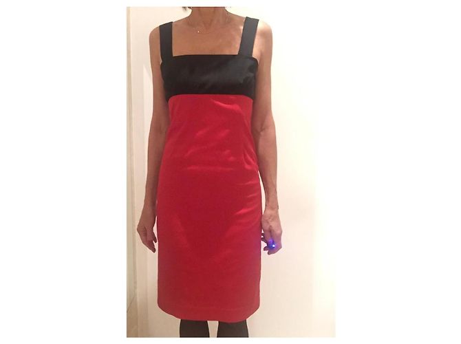 Rot schwarzes Kleid Polyester Baumwolle Lycra Gr. 36 Adolfo Dominguez - Ansicht 10