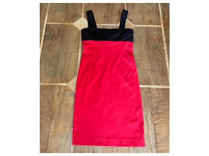 Rot schwarzes Kleid Polyester Baumwolle Lycra Gr. 36 Adolfo Dominguez - Ansicht 2