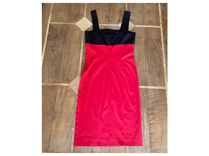 Rot schwarzes Kleid Polyester Baumwolle Lycra Gr. 36 Adolfo Dominguez - Ansicht 4