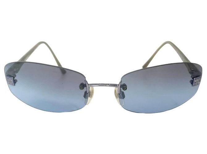 Gafas de sol Chanel Blue Silver Rimless 4067 Plata Azul - vista 2