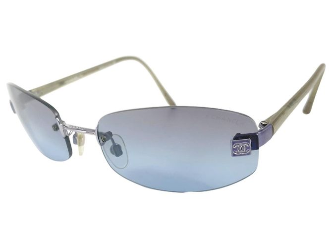 Gafas de sol Chanel Blue Silver Rimless 4067 Plata Azul - vista 3
