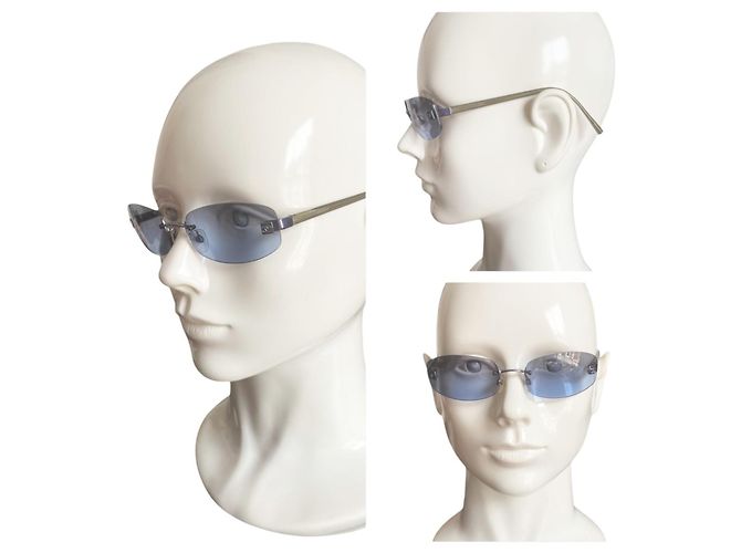Gafas de sol Chanel Blue Silver Rimless 4067 Plata Azul - vista 4