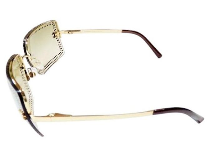 Gafas de sol cuadradas Chanel CC Logo con strass dorado 4105-B - vista 2