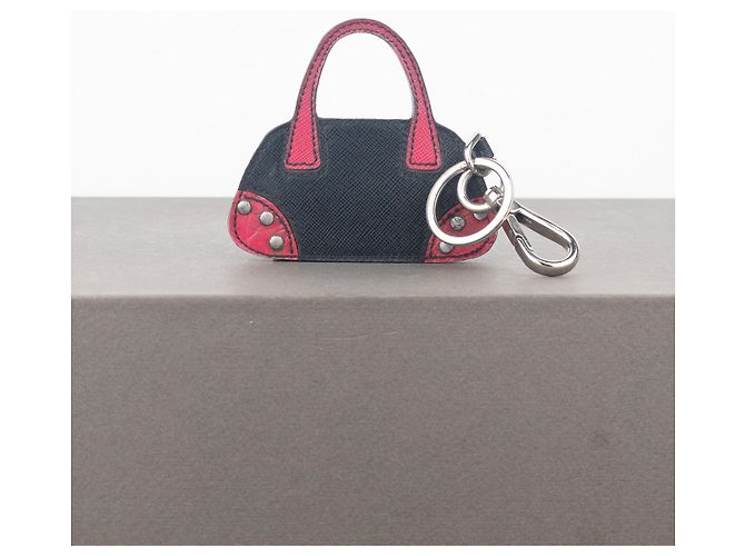 Chaveiro de couro Saffiano da Prada Preto - vista 3