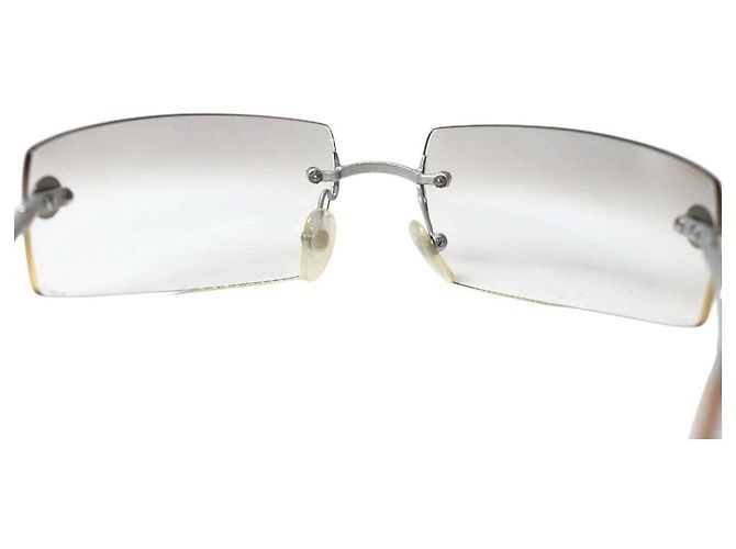 Chanel Rahmenlose silberne transparente Sonnenbrille 4047 - Ansicht 2