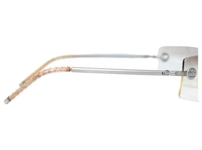 Chanel Rahmenlose silberne transparente Sonnenbrille 4047 - Ansicht 3