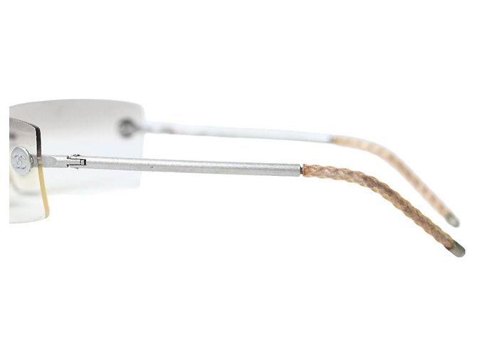 Chanel Rahmenlose silberne transparente Sonnenbrille 4047 - Ansicht 4