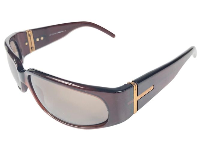 Occhiali da sole marroni con logo dorato vintage Gucci Marrone D'oro - vista 3