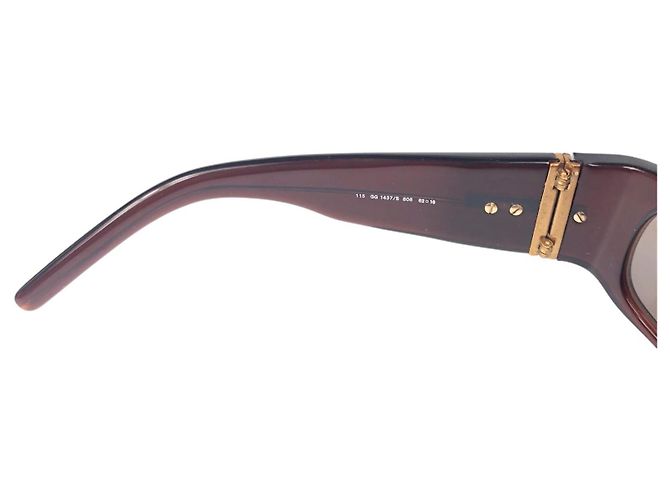 Occhiali da sole marroni con logo dorato vintage Gucci Marrone D'oro - vista 4