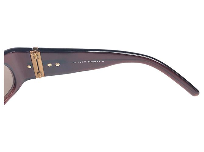 Occhiali da sole marroni con logo dorato vintage Gucci Marrone D'oro - vista 5