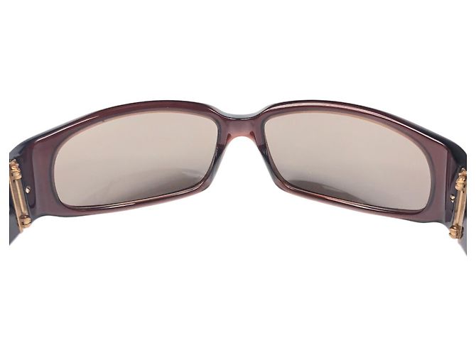 Occhiali da sole marroni con logo dorato vintage Gucci Marrone D'oro - vista 6