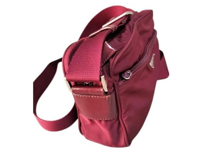 Prada Bordeaux Red Shoulder Crossbody Logo Bag - view 4