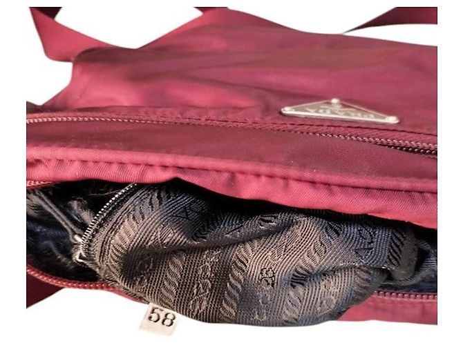 Prada Bordeaux Red Shoulder Crossbody Logo Bag - view 6
