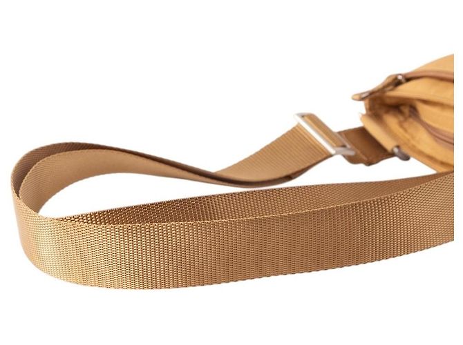 Borsa a tracolla piccola in nylon tessuto logo Prada in oro giallo D'oro - vista 7