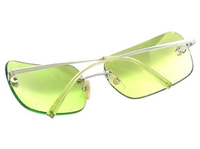Chanel CC Logo grün getönte silberne Sonnenbrille 4017 - Ansicht 3