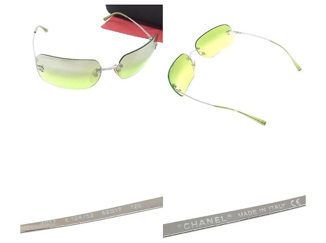 Chanel CC Logo grün getönte silberne Sonnenbrille 4017 - Ansicht 4