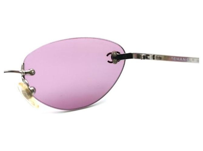 Occhiali da sole viola con logo CC argentato Chanel 4003 Argento Porpora - vista 7
