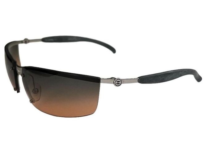 Chanel Silber Logo Orange Blau Tönte Randlose Sonnenbrille 4011 - Ansicht 2