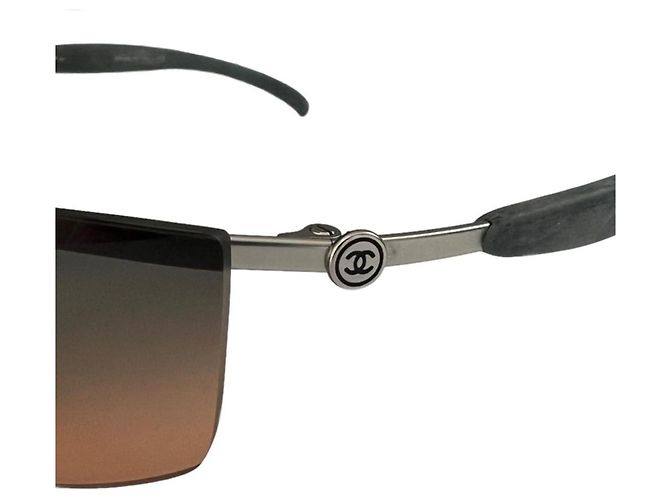 Chanel Silber Logo Orange Blau Tönte Randlose Sonnenbrille 4011 - Ansicht 3