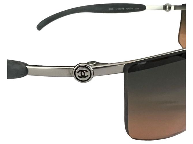 Chanel Silber Logo Orange Blau Tönte Randlose Sonnenbrille 4011 - Ansicht 4