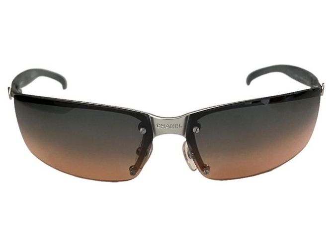 Chanel Silber Logo Orange Blau Tönte Randlose Sonnenbrille 4011 - Ansicht 5