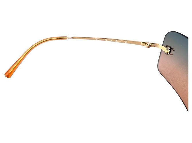Chanel Silber Logo Orange Blau Tönung Randlose Sonnenbrille 4017 - Ansicht 5