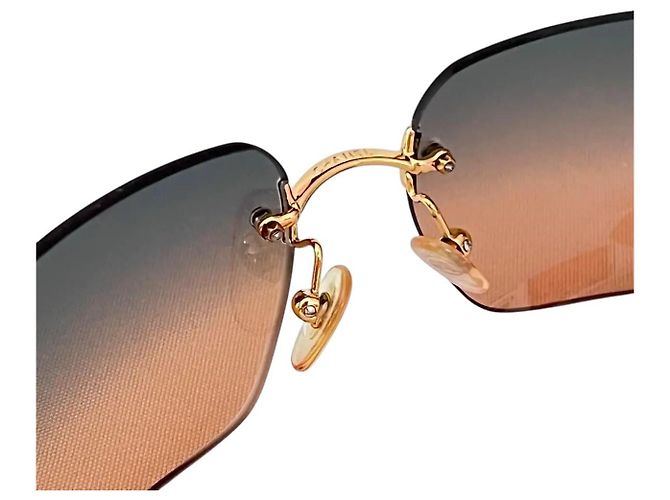 Chanel Silber Logo Orange Blau Tönung Randlose Sonnenbrille 4017 - Ansicht 6