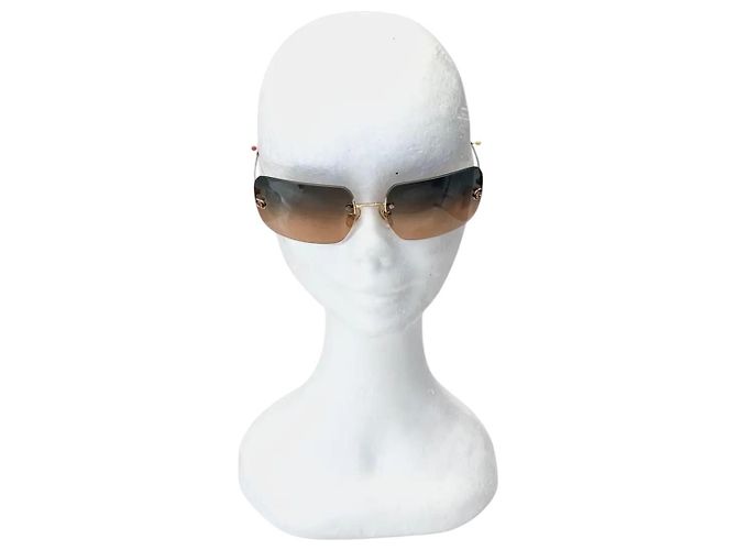 Chanel Silber Logo Orange Blau Tönung Randlose Sonnenbrille 4017 - Ansicht 7