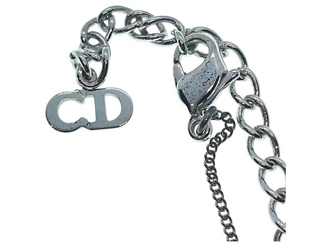 Collana a catena vintage con lucchetto in argento logo Christian Dior - vista 7