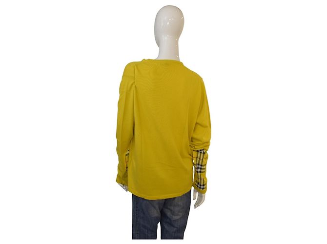 Top de Algodón Amarillo BURBERRY Londres L | Suéter con Parche de Codo a Cuadros - vista 2