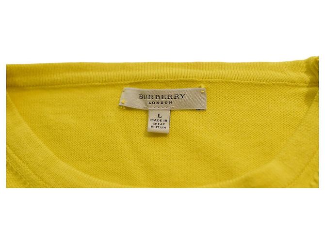 Top de Algodón Amarillo BURBERRY Londres L | Suéter con Parche de Codo a Cuadros - vista 3