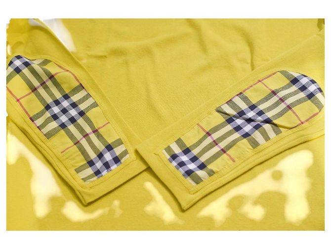 Top de Algodón Amarillo BURBERRY Londres L | Suéter con Parche de Codo a Cuadros - vista 7
