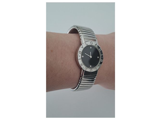 Bulgari Tubogas Silberne Uhr Schwarz - Ansicht 2
