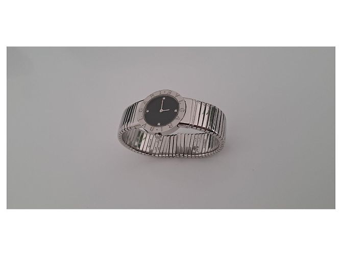 Bulgari Tubogas Silberne Uhr Schwarz - Ansicht 8