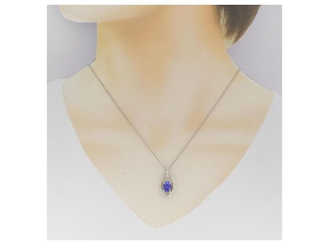 Autre Marque Collana in diamante tanzanite Pt900 Pt850 Porpora - vista 6