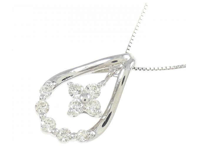 Autre Marque Platin-Diamant-Halskette Silber - Ansicht 3