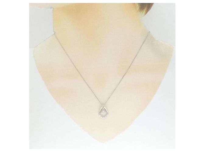 Autre Marque Platin-Diamant-Halskette Silber - Ansicht 6