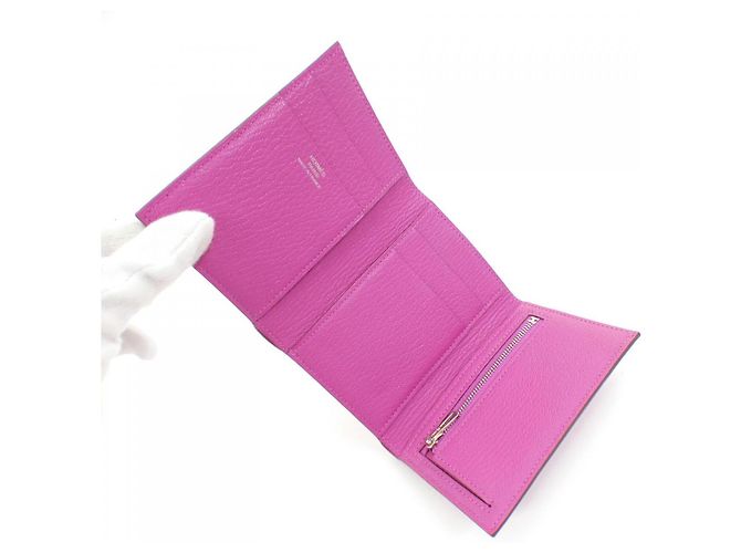 Cartera Hermès Béarn en cabra Rosa - vista 6