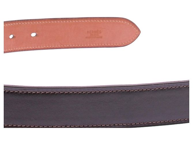 Hermès Cinturón 'Étrivière' de cuero marrón Castaño - vista 7