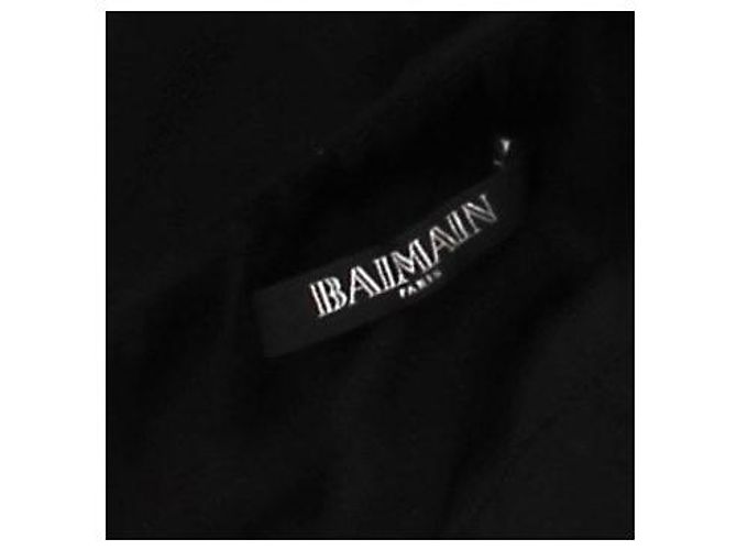 Balmain Schwarzes Seidenkleid mit Rüschen - Ansicht 5