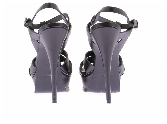 Saint Laurent Talons "Tribute" noires en cuir Black - view 5