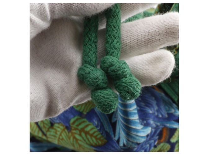 Borsa a Spalla Hermès con Stampa Botanica e di Uccelli Verde - vista 10